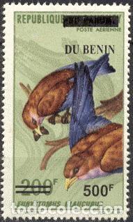 Selos: Ben&iacute;n 2008 Mi. 1449 sobrecargado Eurystomus glaucurus carraca ave fauna