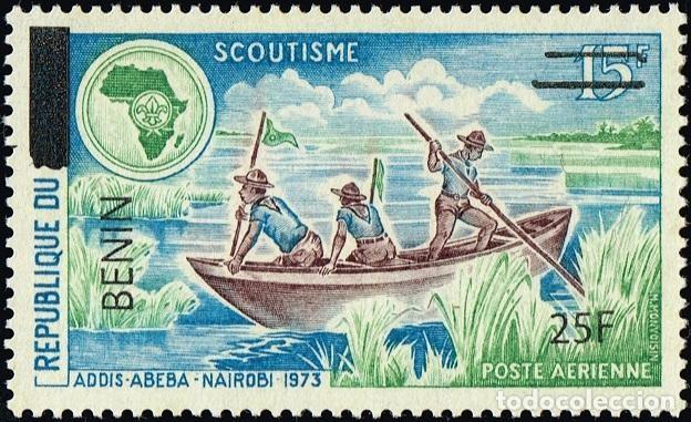 Stamps: Ben&iacute;n 2009 Mi. 1517 sobrecargado escultismo scouts piragua &Aacute;frica
