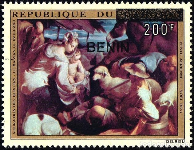 Stamps: Ben&iacute;n 2009 Mi. 1536 sobrecargado Navidad Adoraci&oacute;n Pastores El Bassano