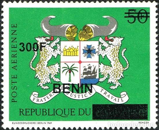 Stamps: Ben&iacute;n 2009 Mi. 1601 sobrecargado 300F escudo correo a&eacute;reo
