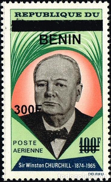 Stamps: Ben&iacute;n 2009 Mi. 1555 sobrecargado 300F Winston Churchill correo a&eacute;reo