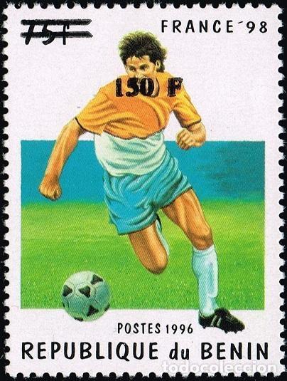 Sellos: Ben&iacute;n 2000 Mi. 1259 sobrecargado 150F s/75F f&uacute;tbol Francia 98 Copa del Mundo