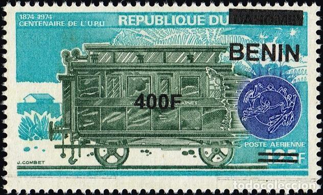 Sellos: Ben&iacute;n 2009 Mi. 1621 sobrecargado UPU centenario vag&oacute;n postal tren