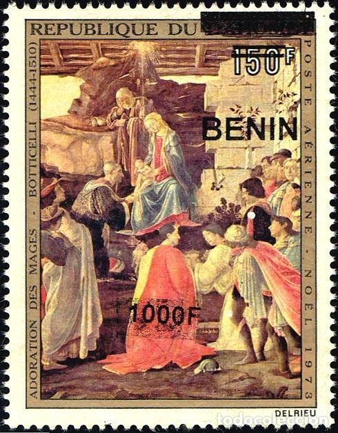 Sellos: Ben&iacute;n 2009 Mi. 1626 sobrecargado Adoraci&oacute;n Reyes Magos Botticelli Navidad