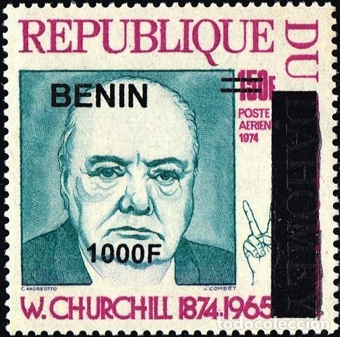 Sellos: Ben&iacute;n 2009 Mi. 1627 sobrecargado W. Churchill correo a&eacute;reo