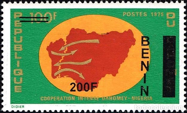 Sellos: Ben&iacute;n 2009 Mi. 1501 sobrecargado cooperaci&oacute;n Dahomey Nigeria mapa
