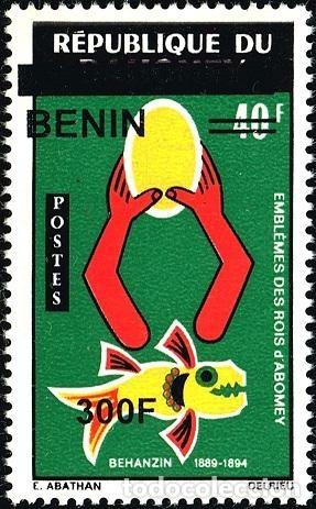 Sellos: Ben&iacute;n 2009 Mi. 1504 sobrecargado emblemas reyes Abomey Behanzin pez