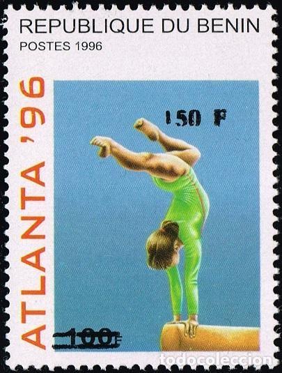Sellos: Ben&iacute;n 2000 Mi. 1278 sobrecargado JJ.OO. Atlanta gimnasia
