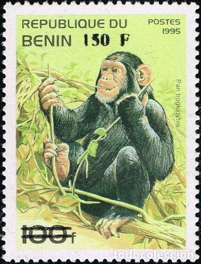 Sellos: Ben&iacute;n 2000 Mi. 1275 sobrecargado chimpanc&eacute; Pan troglodytes primate fauna