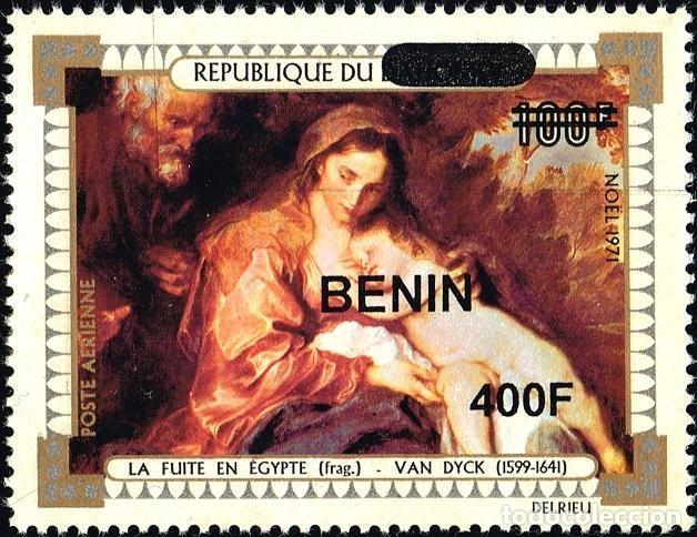 Sellos: Ben&iacute;n 2009 Mi. 1614 sobrecargado Navidad Van Dyck Huida a Egipto pintura