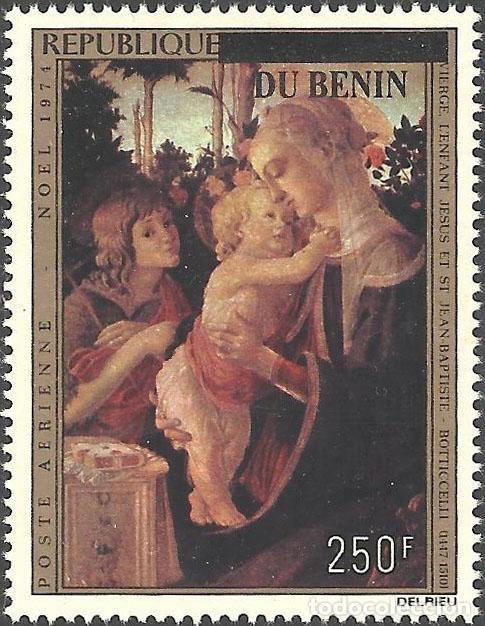 Sellos: Ben&iacute;n 2008 Mi. 1441 sobrecargado Navidad Botticelli Virgen Ni&ntilde;o Jes&uacute;s