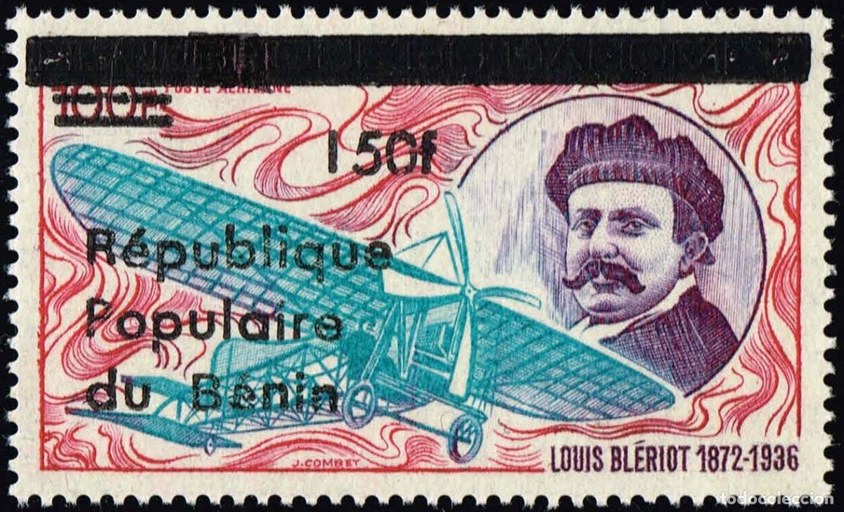 Sellos: Ben&iacute;n 1988 Mi. T473 sobrecargado Louis Bl&eacute;riot aviaci&oacute;n pionero avi&oacute;n