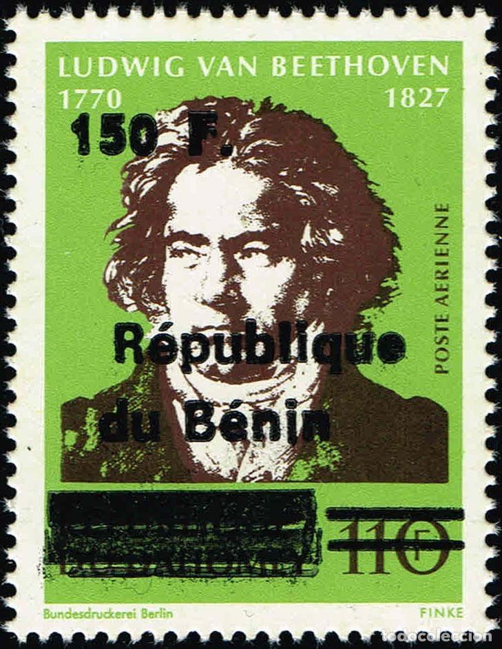 Sellos: Ben&iacute;n 1996 Mi. 749 sobrecargado Beethoven compositor m&uacute;sica