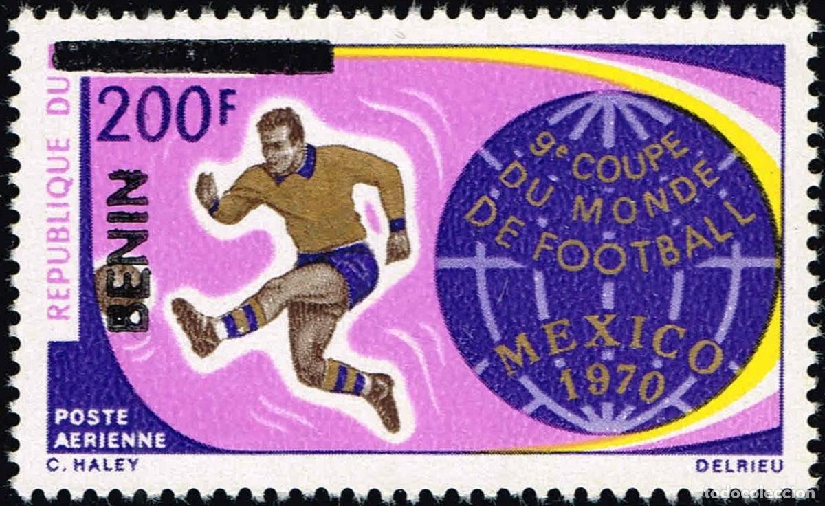 Sellos: Ben&iacute;n 1996 Mi. 762 sobrecargado Copa Mundial f&uacute;tbol M&eacute;xico 1970 PA