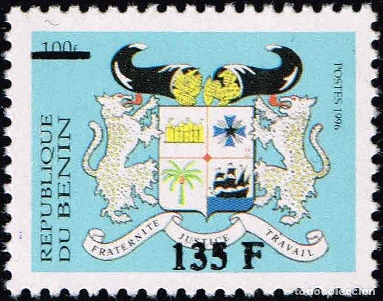Sellos: Ben&iacute;n 1997 Mi. 1113 sobrecargado 135F armas escudo leopardos