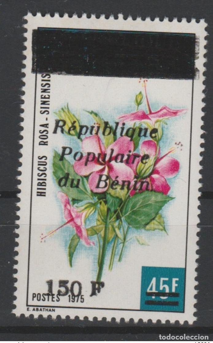 Sellos: Benin 1986 Mi. 437 Flor Flora Hibiscus sobreimpresi&oacute;n MNH