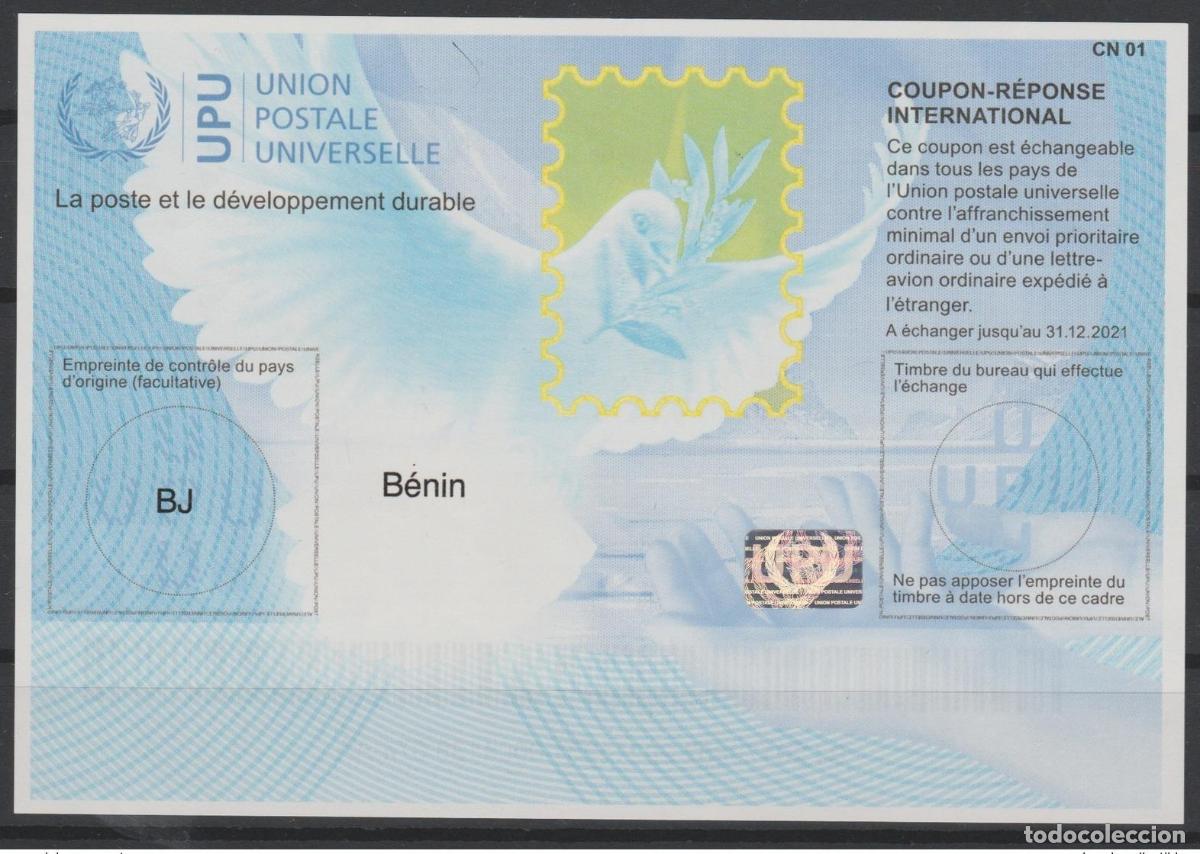 Sellos: Benin UPU La oficina de correos y el desarrollo sostenible COUPON-REPONSE INTERNATIONAL IRC
