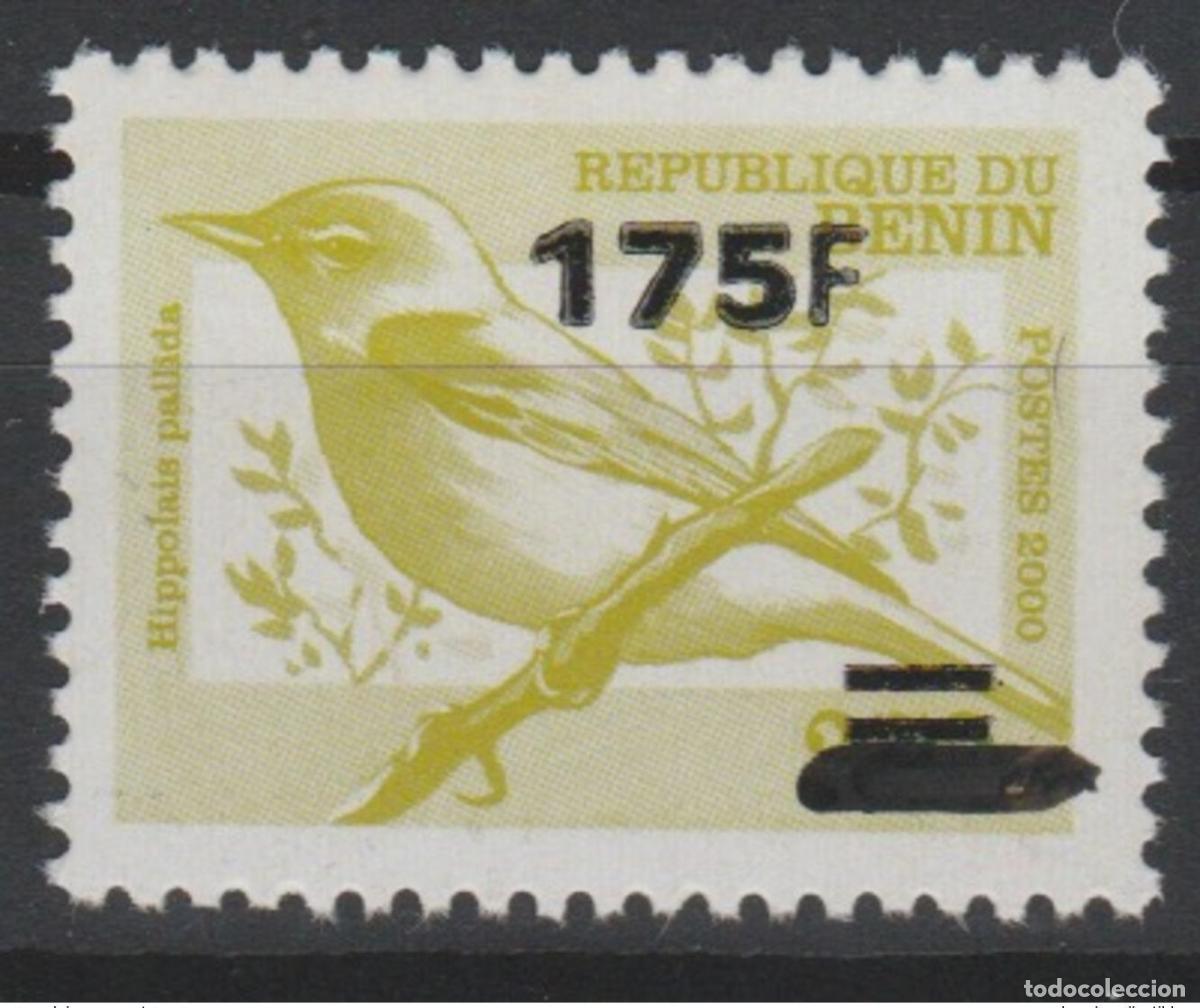 Sellos: Benin 2005 Mi. 1396 Bird Wildlife Hippolalis pallida Sobreimpresi&oacute;n MNH**