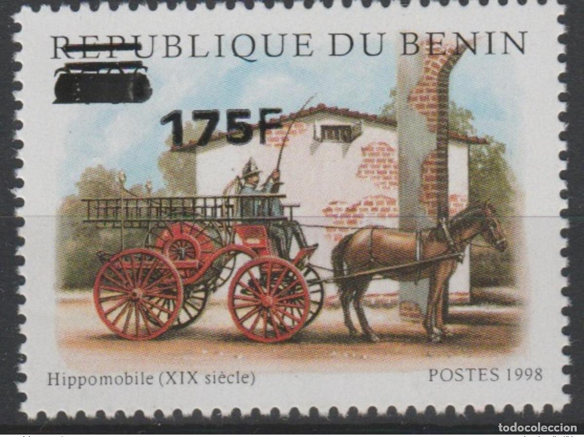 Sellos: Benin 2005 Mi. 1384 Los bomberos de Pferd Horse Wildlife arrastrados por caballos sobrecargaron