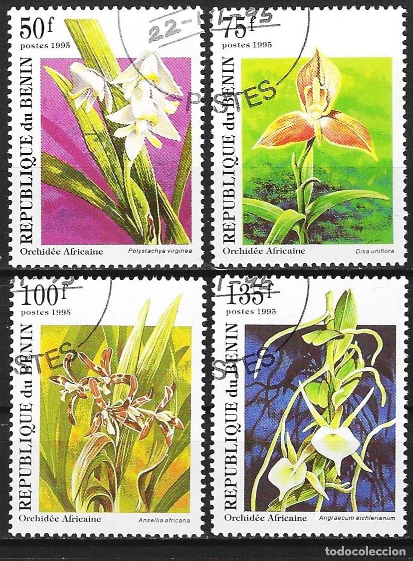 Sellos: Benin 1995 - Mi 711 a 714 - YT 708 BH a 708 BL - Flores : Orqu&iacute;deas
