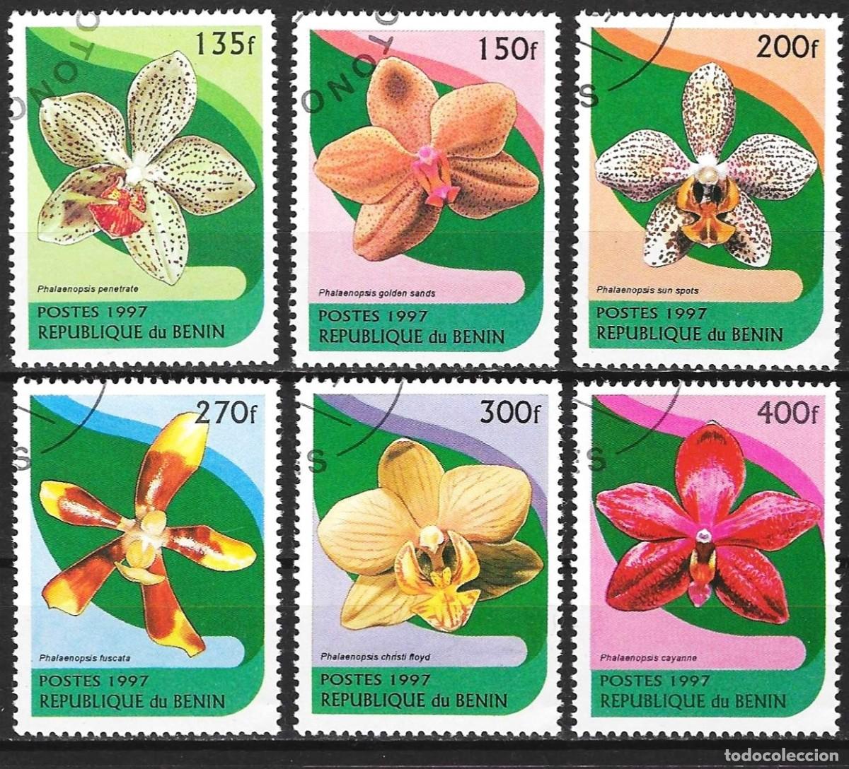 Sellos: Benin 1997 - Mi 943 a 948 - YT 732 a 737 - Flores : Orqu&iacute;deas ( Serie completa )