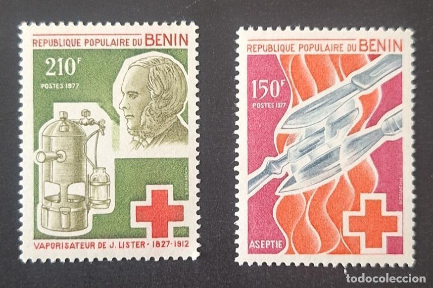 Timbres: Ben&iacute;n 1977 Mi. 104-105 Cruz Roja Joseph Lister asepsia medicina