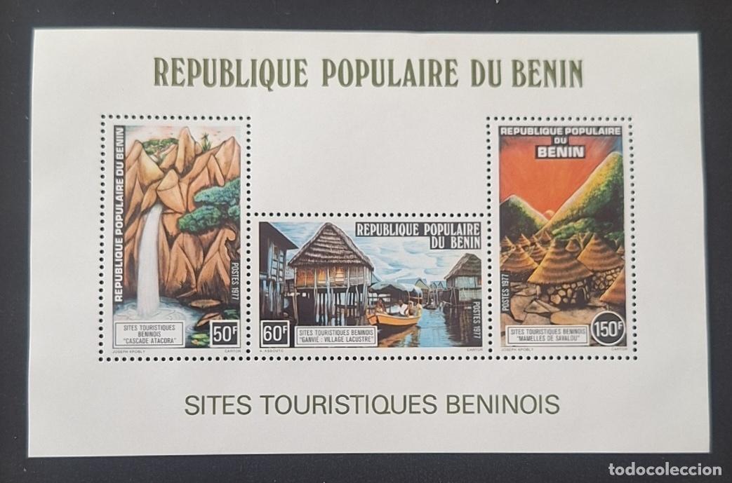 Sellos: Ben&iacute;n 1977 Mi. Bl. 3 Sitios tur&iacute;sticos cascada Atacora Ganvi&eacute; Savalou