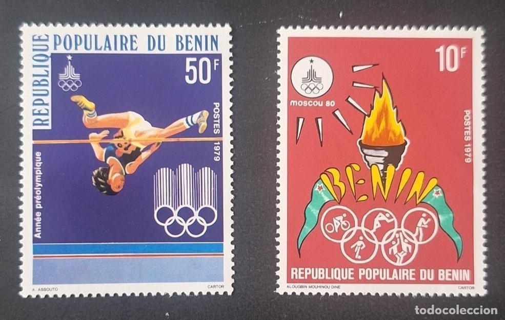 Timbres: Ben&iacute;n 1979 Mi. 189-190 Juegos Ol&iacute;mpicos Mosc&uacute; 1980 salto de altura