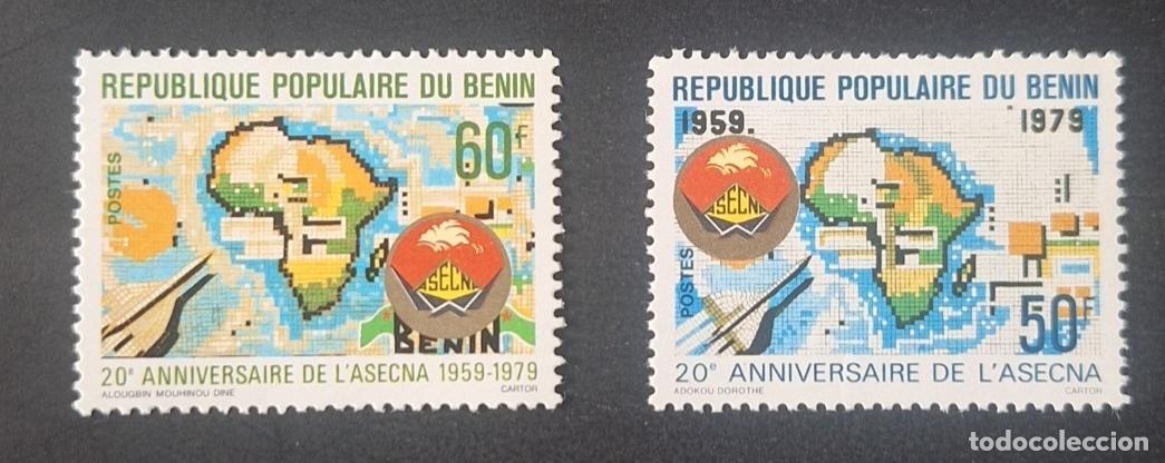 Timbres: Ben&iacute;n 1979 Mi. 195-196 20 aniversario ASECNA mapa &Aacute;frica aviaci&oacute;n