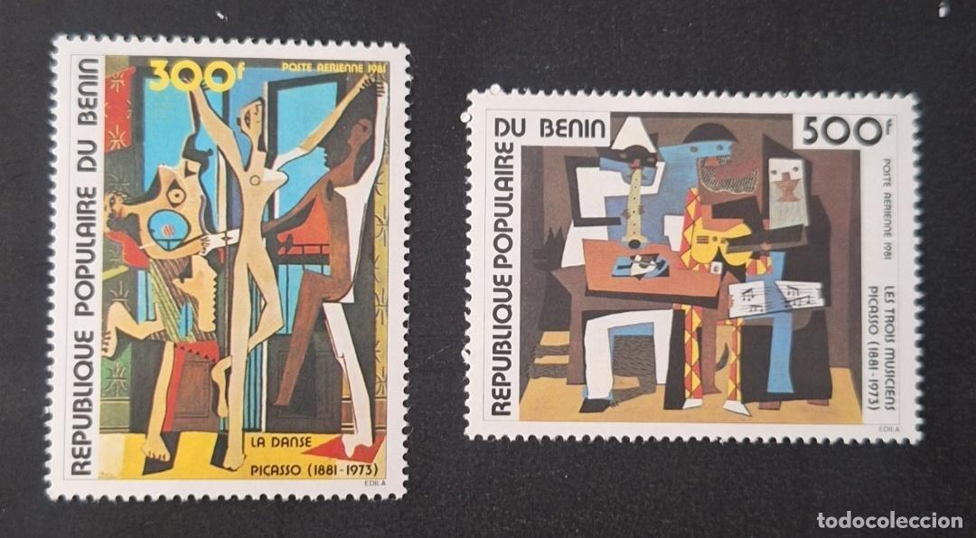 Timbres: Ben&iacute;n 1981 Mi. 272-273 Picasso La Danza Los Tres M&uacute;sicos pintura