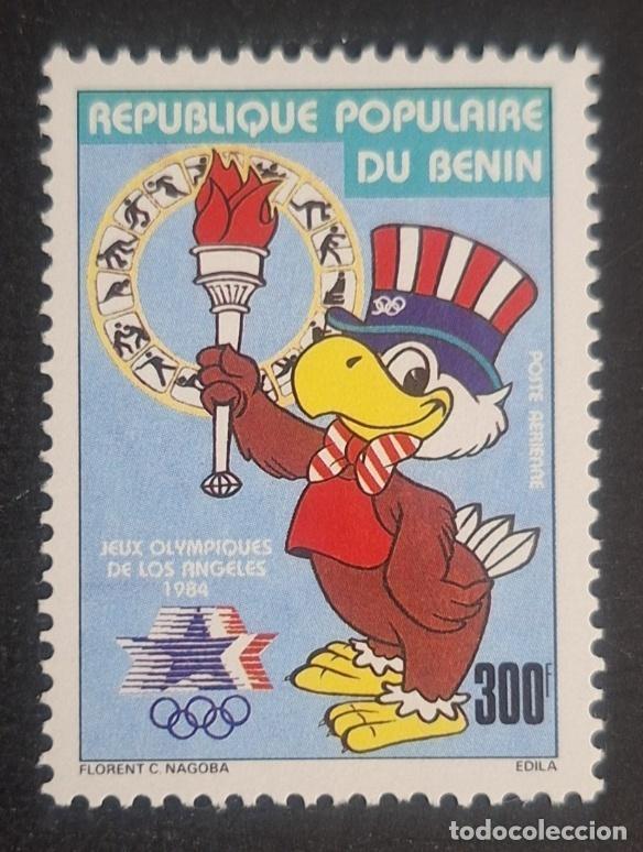 Timbres: Ben&iacute;n 1984 Mi. 356 Juegos Ol&iacute;mpicos Los &Aacute;ngeles mascota Sam &aacute;guila