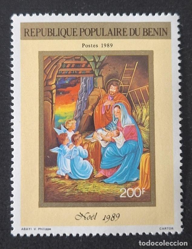 Stamps: Ben&iacute;n 1989 Mi. 489 Navidad Natividad bel&eacute;n &aacute;ngeles Sagrada Familia pintura