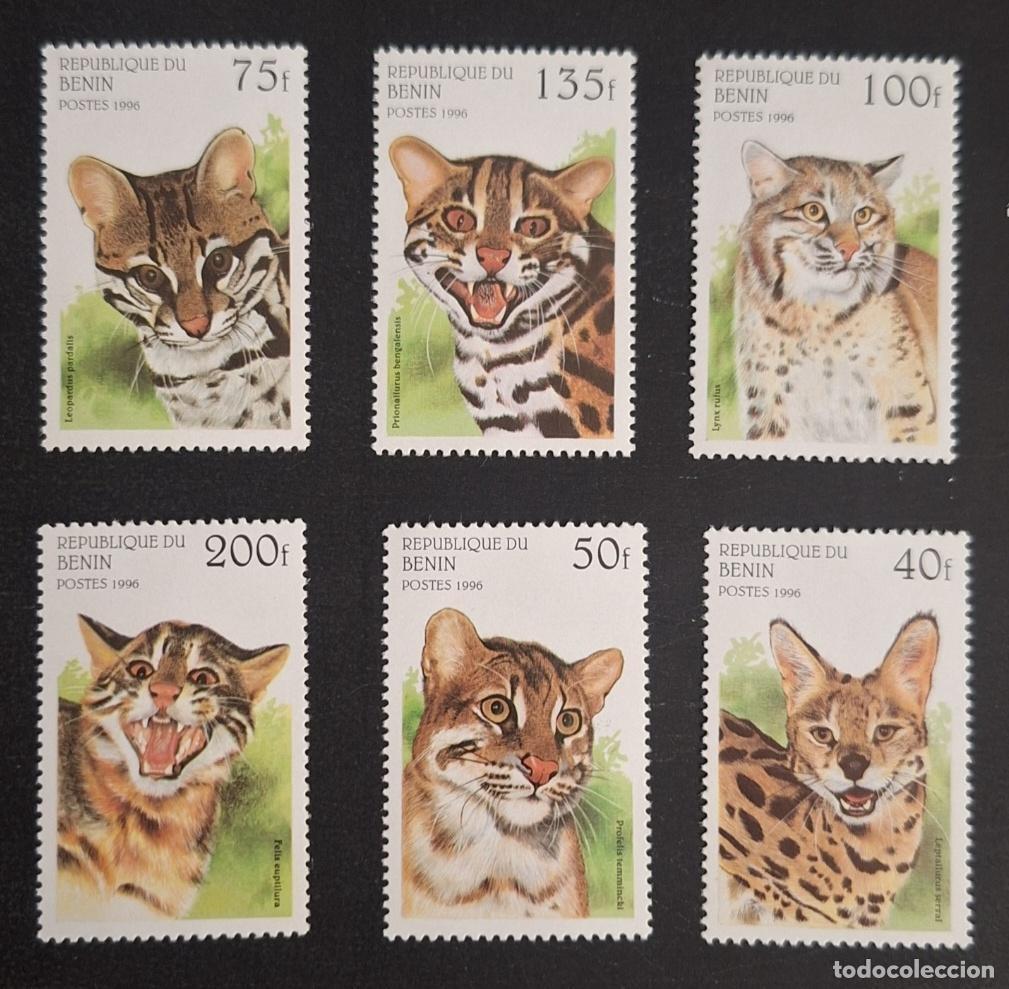Stamps: Ben&iacute;n 1996 Mi. 806-811 felinos salvajes ocelote lince serval fauna