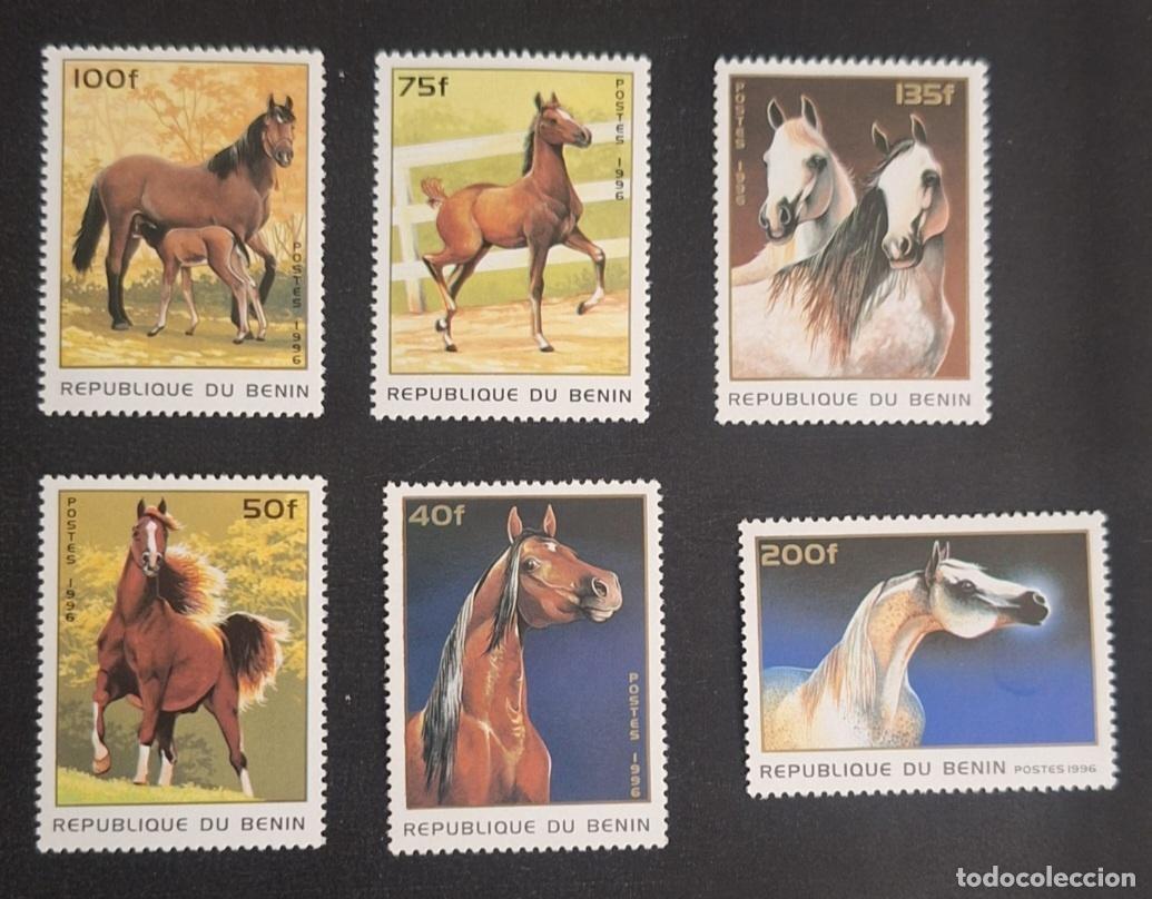 Stamps: Ben&iacute;n 1996 Mi. 830-835 caballos razas equinas yegua potro &aacute;rabe