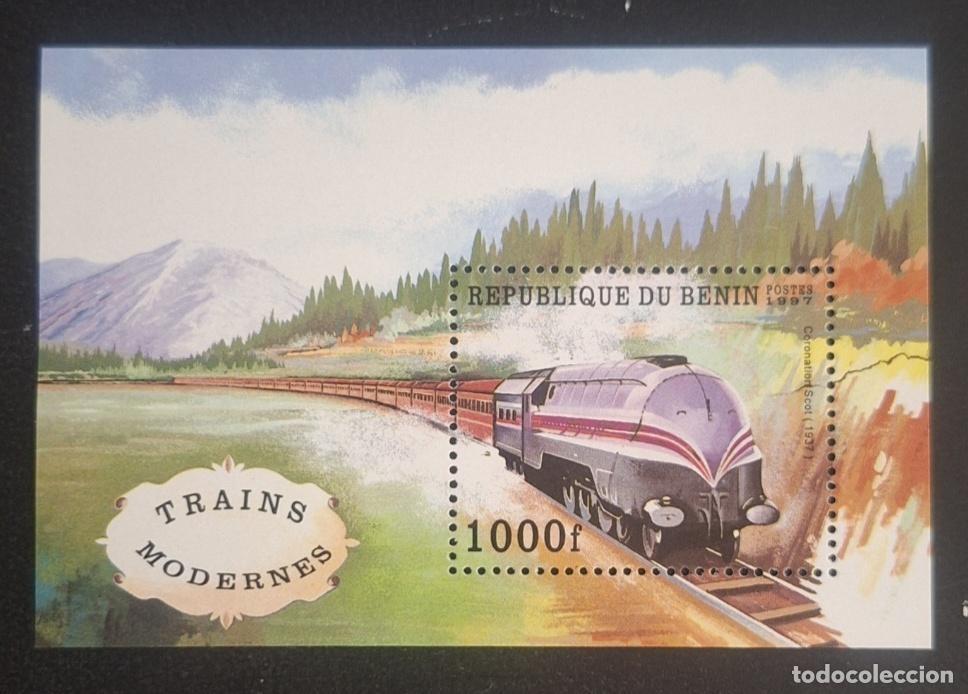 Stamps: Ben&iacute;n 1997 Mi. Bl. 25 trenes modernos locomotora Coronation Scot