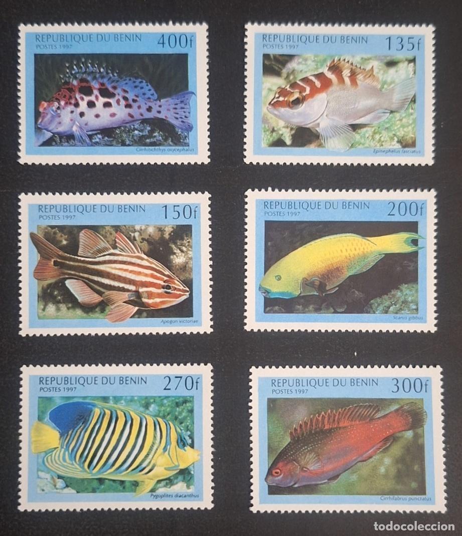 Sellos: Ben&iacute;n 1997 Mi. 978-983 peces tropicales fauna marina arrecife coral