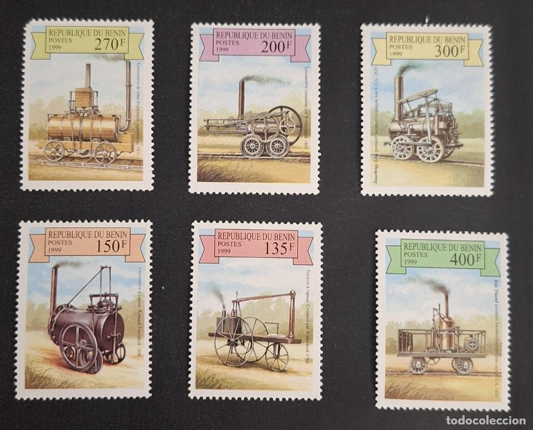 Sellos: Ben&iacute;n 1999 Mi. 1170-1175 locomotoras antiguas de vapor ferrocarril