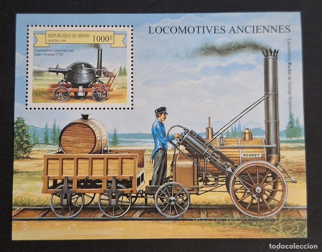 Sellos: Ben&iacute;n 1999 Mi. Bl. 50 Locomotoras antiguas Rocket Stephenson Newton