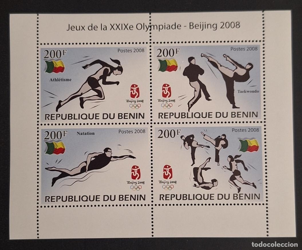 Sellos: Ben&iacute;n 2008 Mi. Bl. 61 Juegos Ol&iacute;mpicos Beijing atletismo nataci&oacute;n