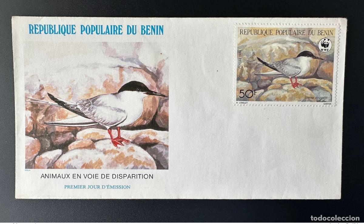 Briefmarken: Benin 1989 Mi. 478 FDC Primer d&iacute;a sin sello WWF Panda Sterna Dougallii Bird