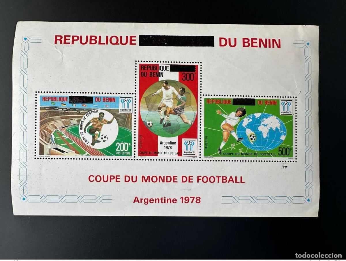 Sellos: Ben&iacute;n 2009/2010 Mi. Bl. 62 Copa Mundial de F&uacute;tbol Argentina sobrecarg&oacute; MNH**