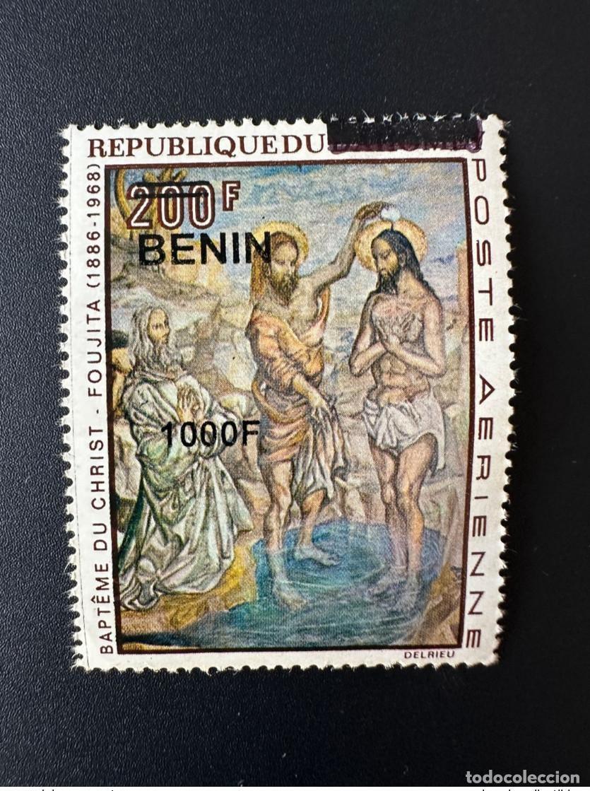 Sellos: Ben&iacute;n 2009 Mi. 1588 Bautismo de Cristo Foujita Pintura sobreimpresa MNH**