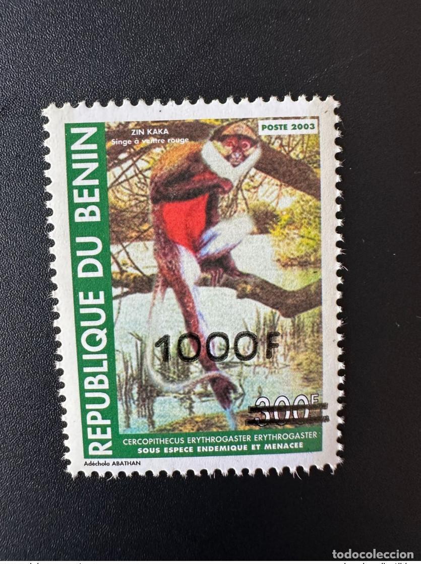 Sellos: Benin 2007 Mi. 1415 Mono de vientre rojo Zin Kak&aacute; Monkey Wildlife sobrecargado MNH**