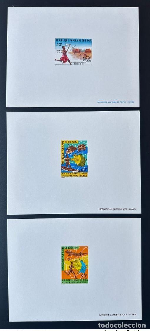 Sellos: Benin 1978 Mi. 163 - 165 Prueba de lujo UPU Uni&oacute;n Postal Mundial Avion 100 a&ntilde;os