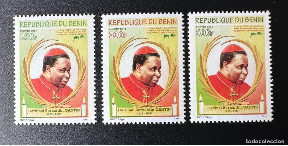 Sellos: Ben&iacute;n 2011 Mi. 1648 - 1650 Cardenal Bernardin Gantin Religi&oacute;n 1922 2008 MNH**