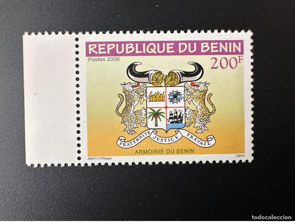 Sellos: Ben&iacute;n 2008 Mi. 1458 e hilos de seda Seidefaden Armoirie Escudo armas Wappen 200 F