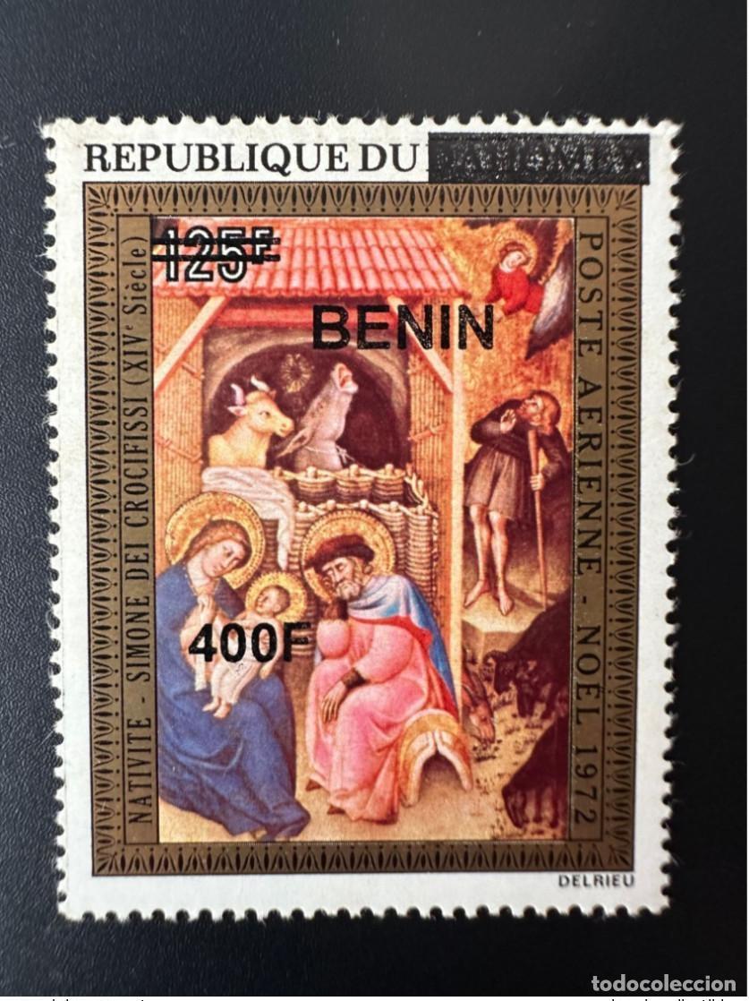 Sellos: Ben&iacute;n 2009 Mi. 1618 Navidad 1972 Pintura art&iacute;stica de la Natividad sobrecargada MNH **