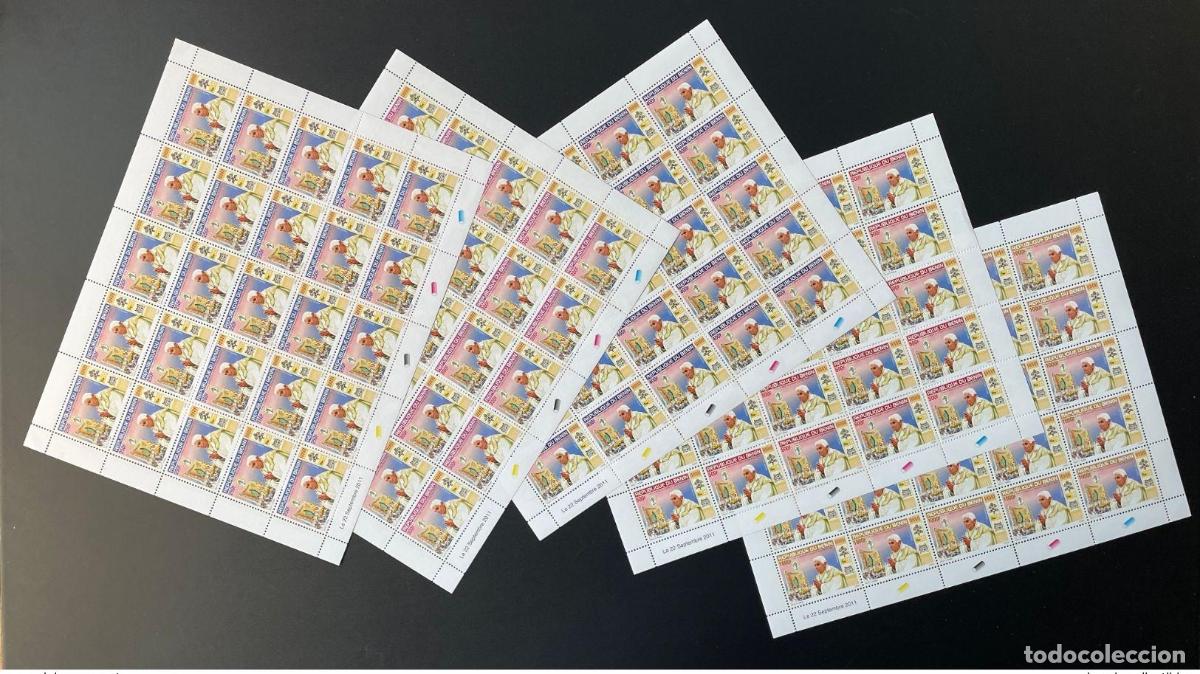 Stamps: Ben&iacute;n 2011 mayo de 1651 - 1655 Visita al Papa Benedicto XVI Papal Roma hojas vaticanas