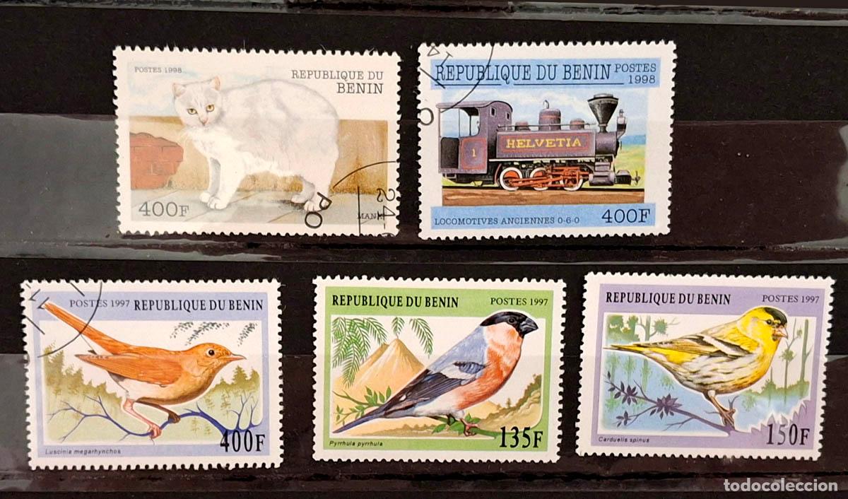 Timbres: 6 sellos de Ben&iacute;n - Fauna y aves