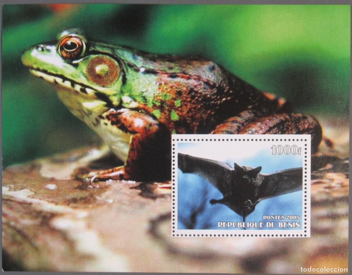 Sellos: BENIN 2005 SHEET MNH FAUNA FROGS GRENOUILLES RANAS RANE FROSCHE BATS CHAUVES-SOURIS MURCIELAGOS